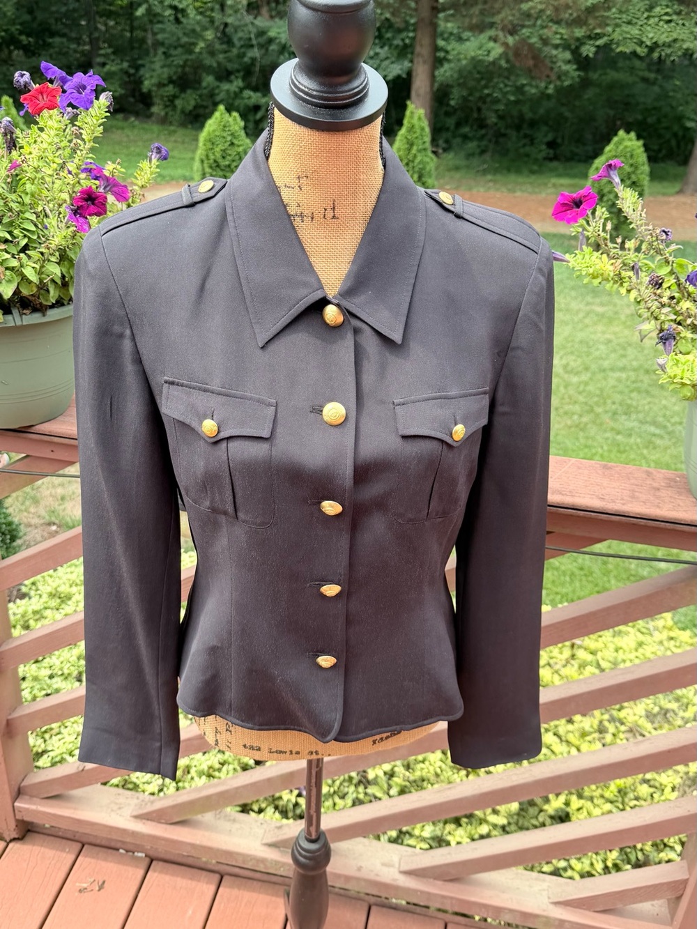 Allison Taylor Black Military-Style Gold Button Jacket